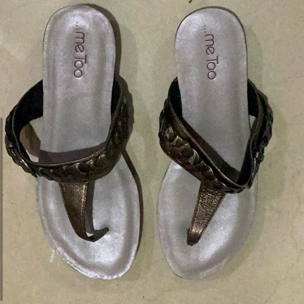 Womens Me Too Mini Wedge Thong Sandal, Pewter SZ 10